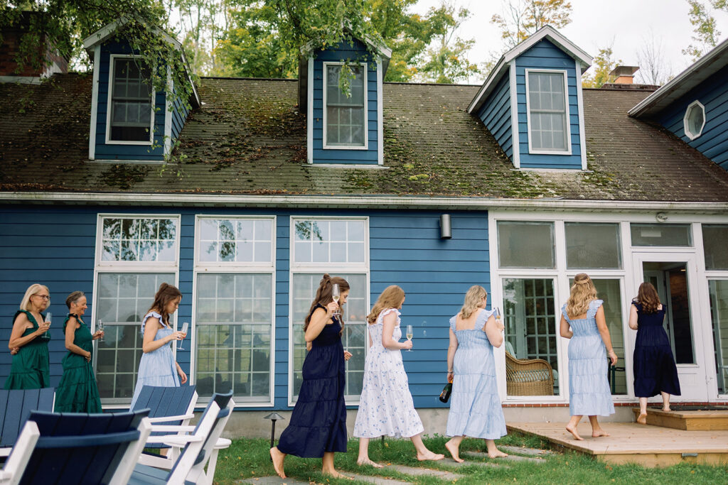 Wedding party getting ready at Hillside Lakehouse with natural light at Inn at Taughannock Falls